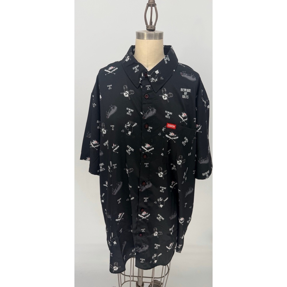 Dixxon Flannel Co Beware Of RATS Short Sleeve Party Shirt Mens 2X Black HTF